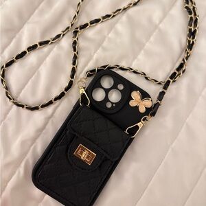 IPHONE 14 PRO MAX CASE WITH STRAP AND CARD HOLDER